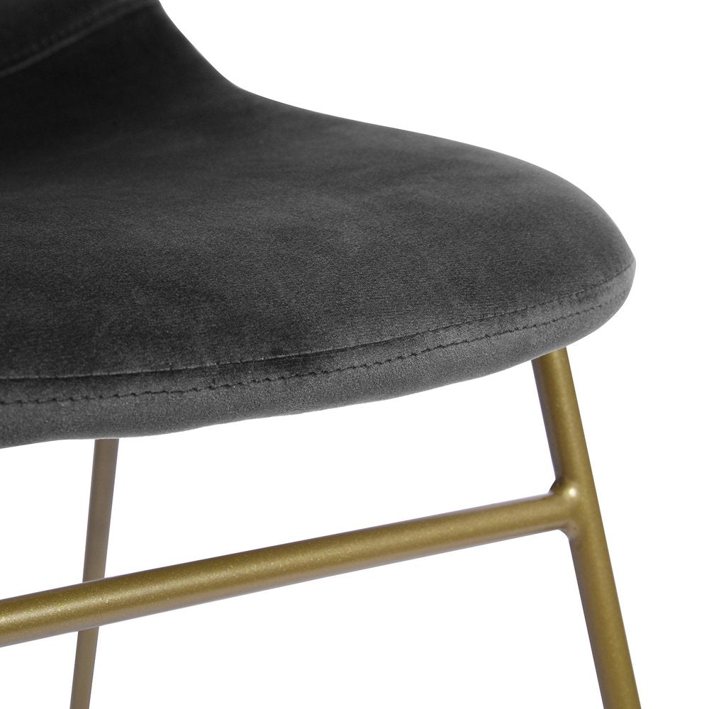 Set of Two Dark Green and Gold Velvet and Metal Dining Side Chairs — view 17