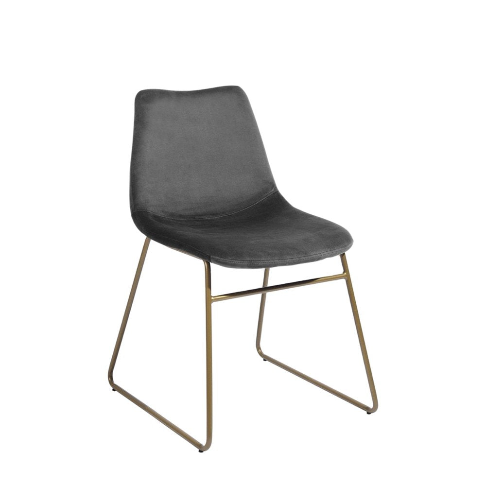 Set of Two Dark Green and Gold Velvet and Metal Dining Side Chairs — view 20