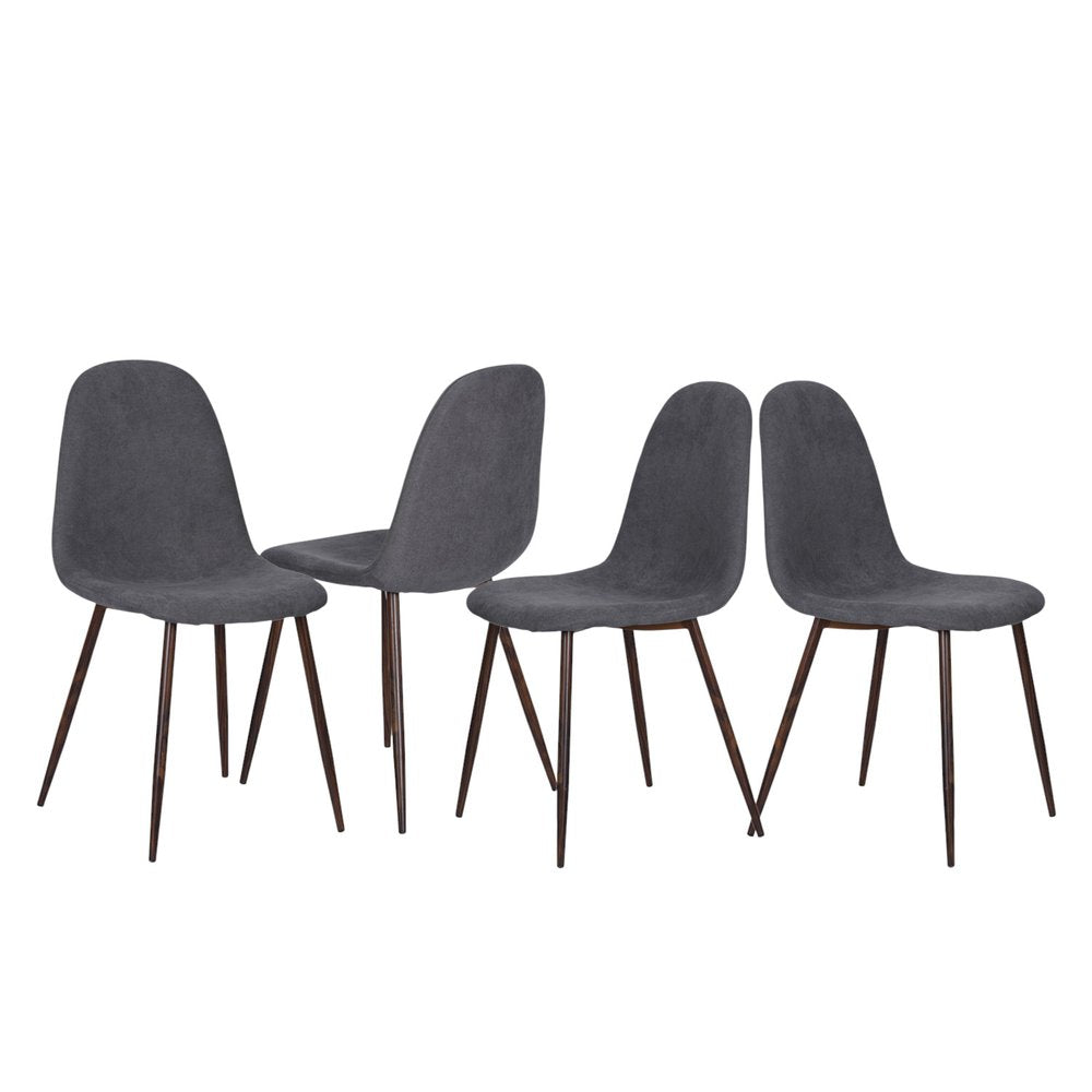 Set of Four Gray and Brown Upholstered Fabric Dining Side Chairs — view 5