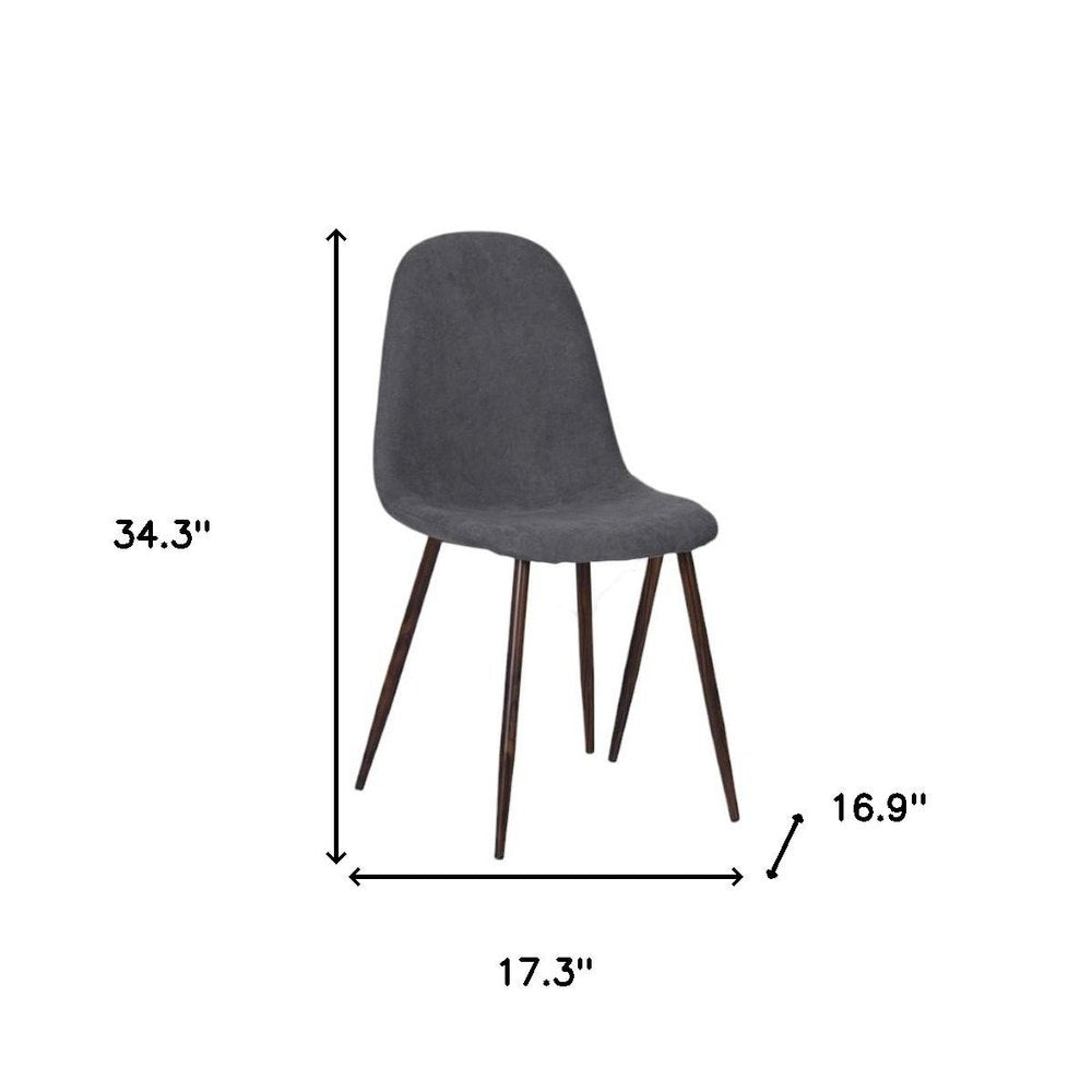 Set of Four Gray and Brown Upholstered Fabric Dining Side Chairs — view 7