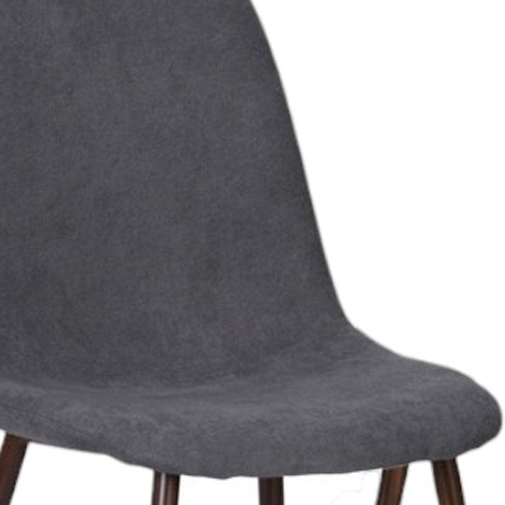 Set of Four Gray and Brown Upholstered Fabric Dining Side Chairs — view 3