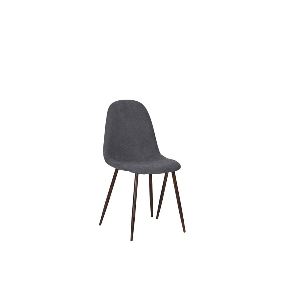 Set of Four Gray and Brown Upholstered Fabric Dining Side Chairs — view 2