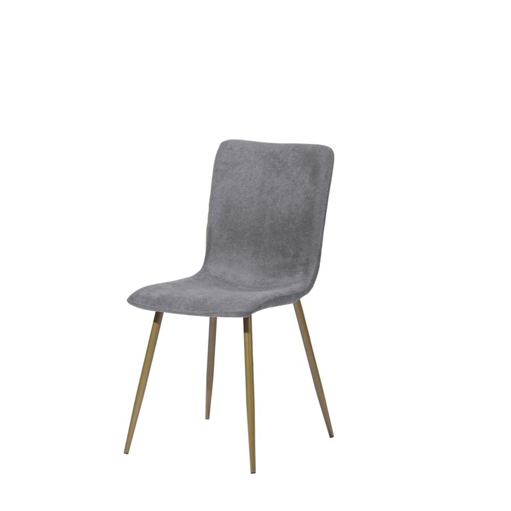 Set of Four Dark Gray and Gold Fabric Dining Side Chairs — view 3