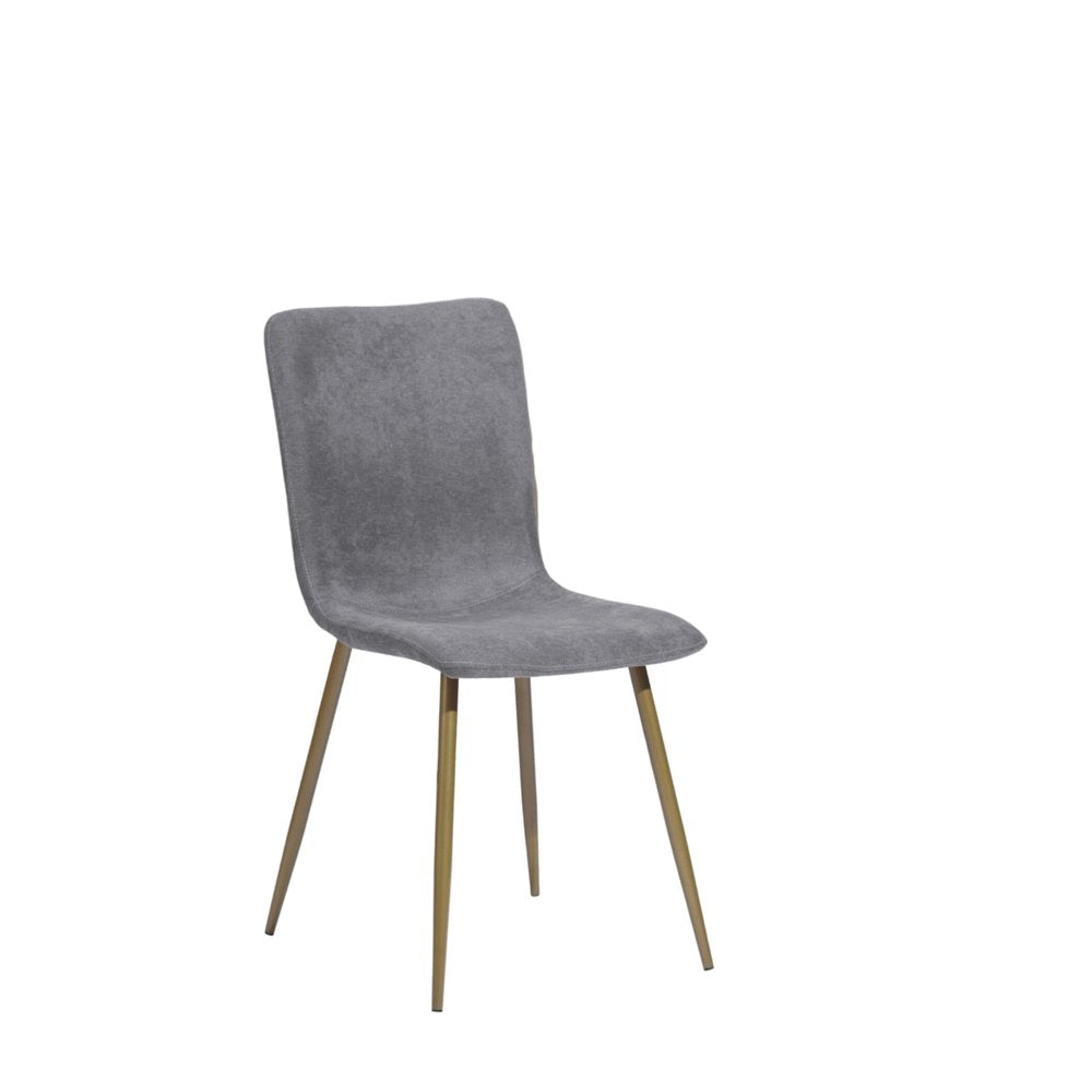 Set of Four Dark Gray and Gold Fabric Dining Side Chairs — view 2