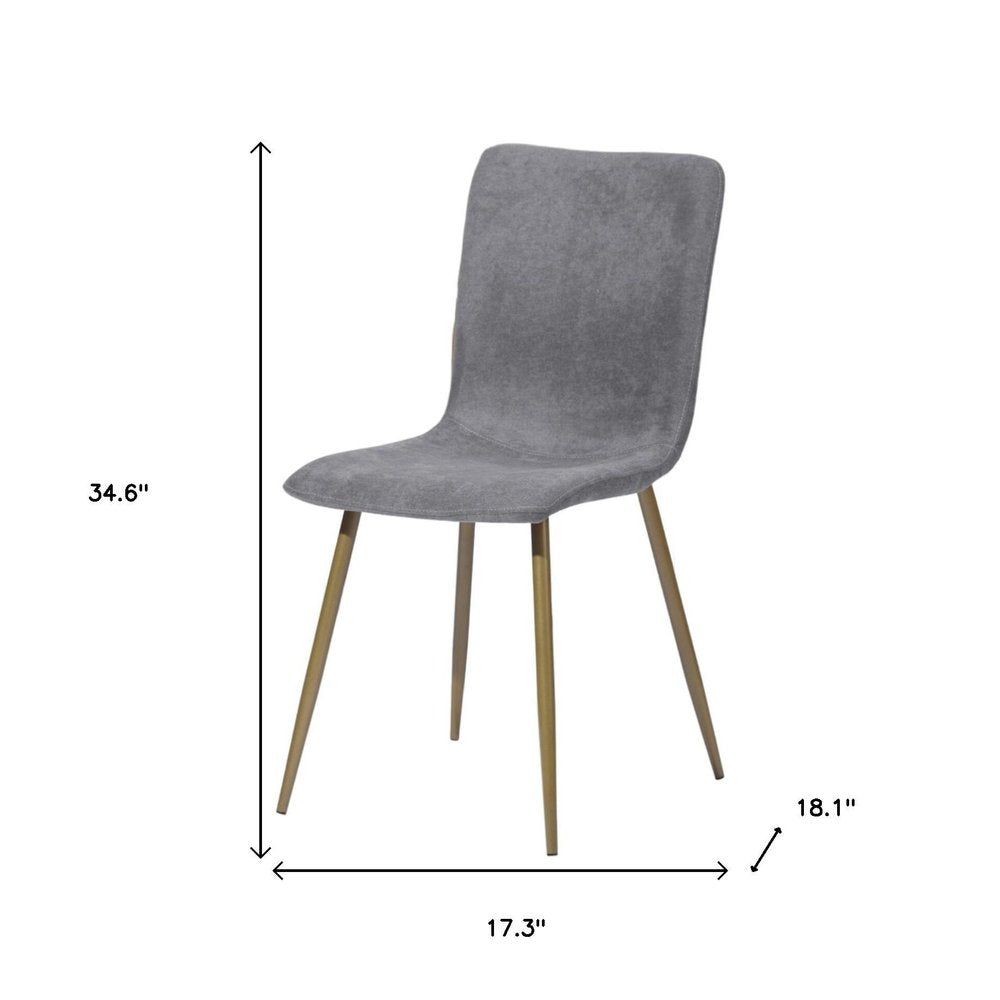 Set of Four Dark Gray and Gold Fabric Dining Side Chairs — view 9