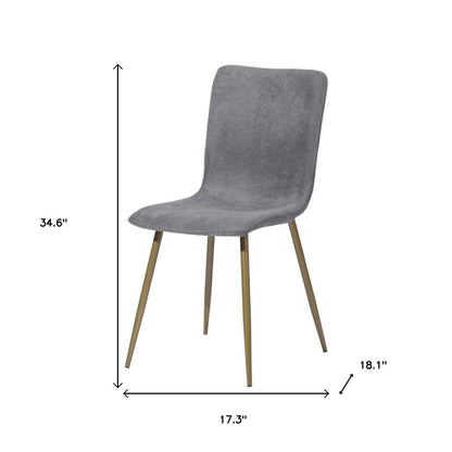 Set of Four Dark Gray and Gold Fabric Dining Side Chairs