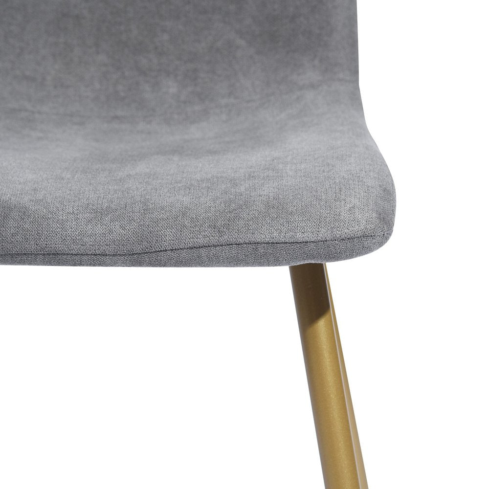 Set of Four Dark Gray and Gold Fabric Dining Side Chairs HomeRoots