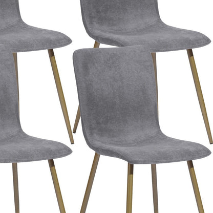 Set of Four Dark Gray and Gold Fabric Dining Side Chairs HomeRoots