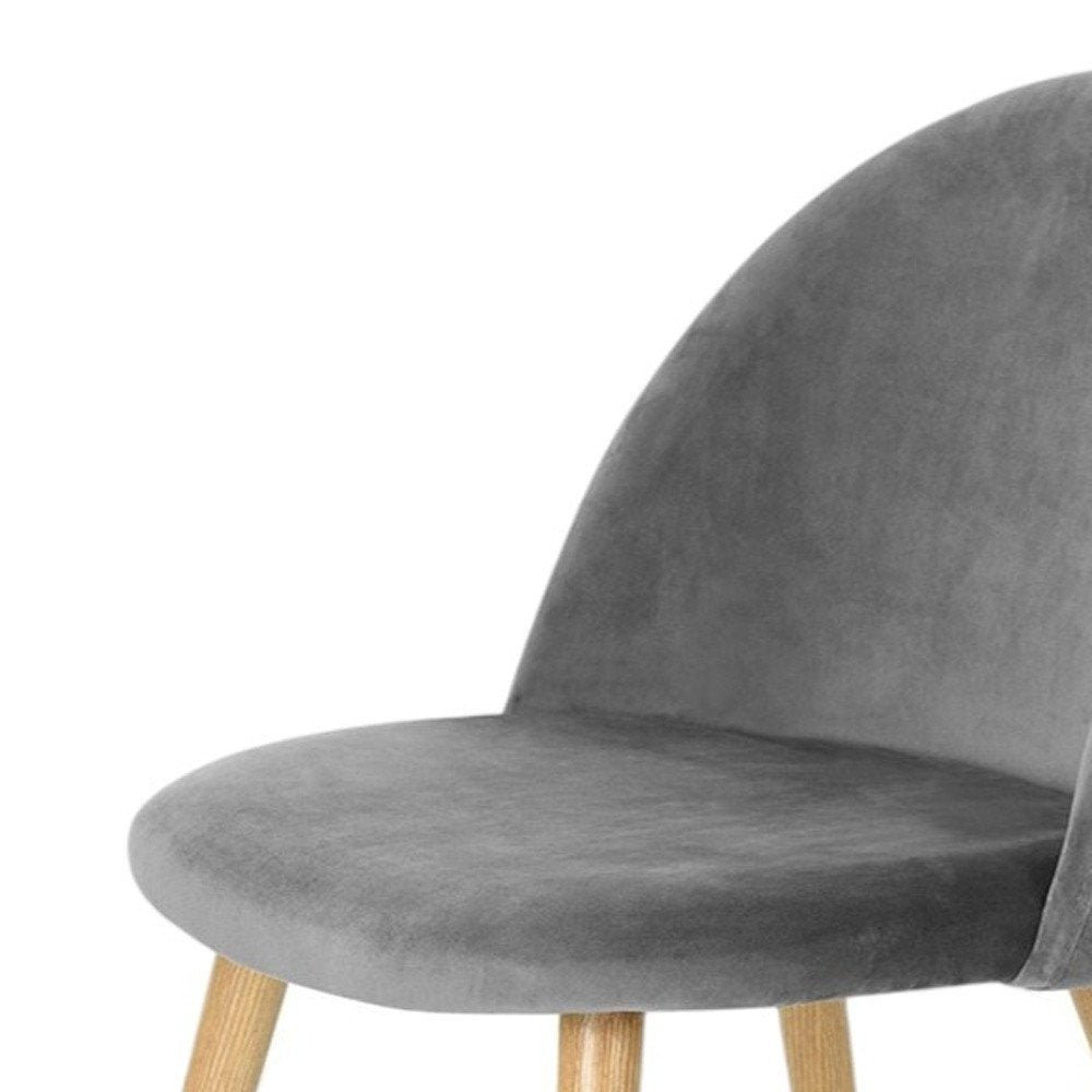 Set of Two Gray and Oak Velvet and Metal Dining Side Chairs — view 6
