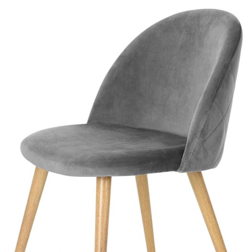 Set of Two Gray and Oak Velvet and Metal Dining Side Chairs — view 7
