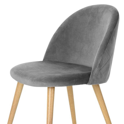 Set of Two Gray and Oak Velvet and Metal Dining Side Chairs