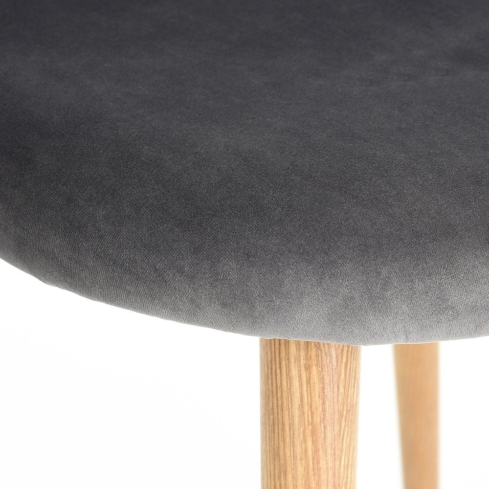 Set of Two Gray and Oak Velvet and Metal Dining Side Chairs — view 2