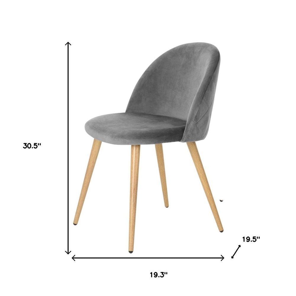 Set of Two Gray and Oak Velvet and Metal Dining Side Chairs — view 9