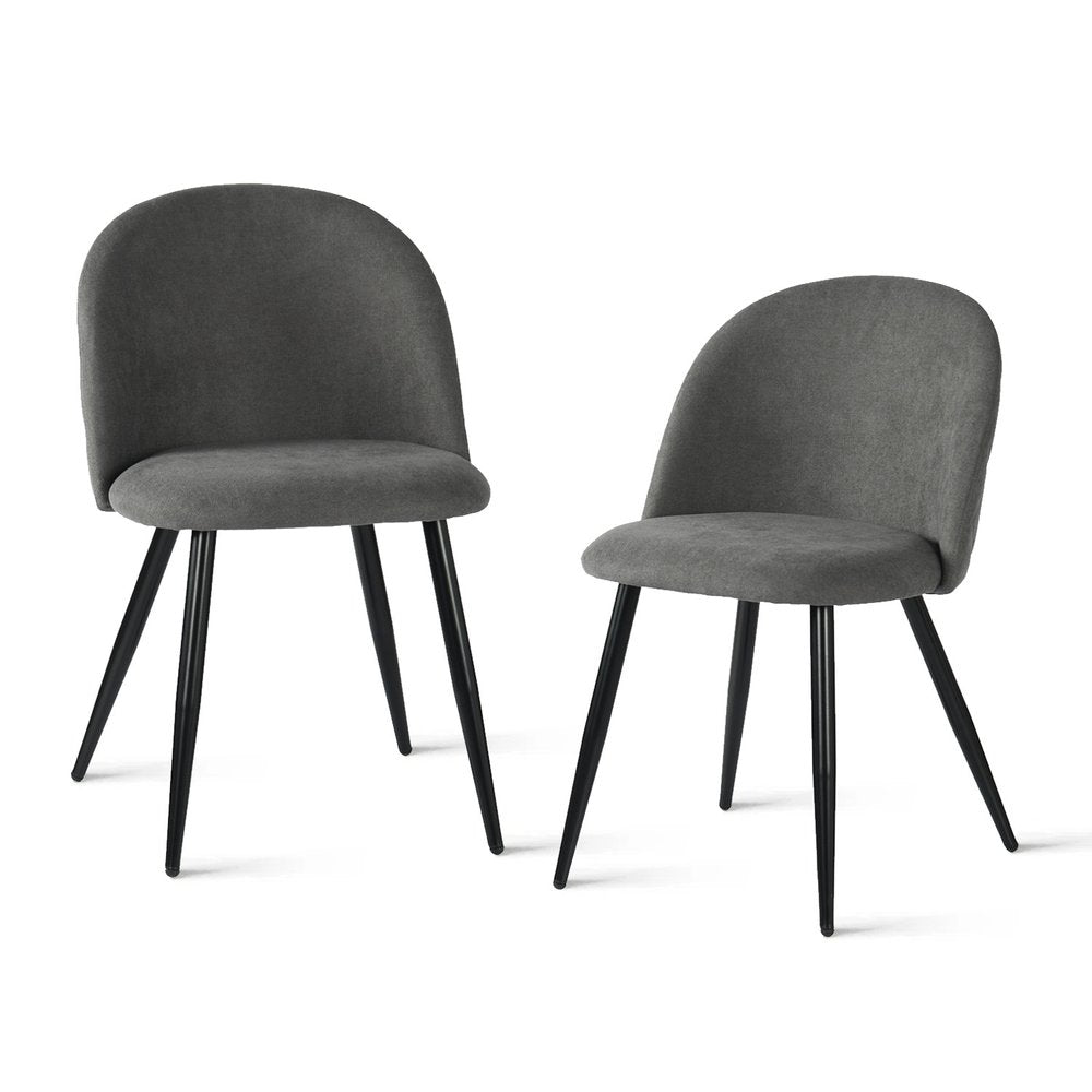 Set of Two Gray and Black Upholstered Fabric Dining Side Chairs HomeRoots