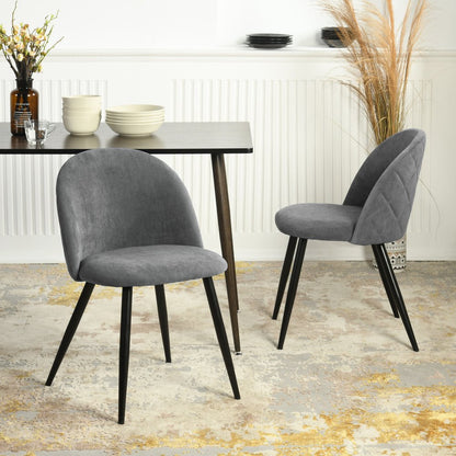 Set of Two Gray and Black Upholstered Fabric Dining Side Chairs HomeRoots