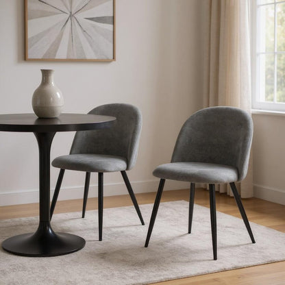 Set of Two Gray and Black Upholstered Fabric Dining Side Chairs HomeRoots
