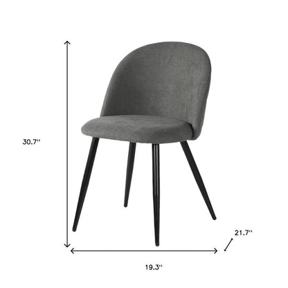 Set of Two Gray and Black Upholstered Fabric Dining Side Chairs HomeRoots