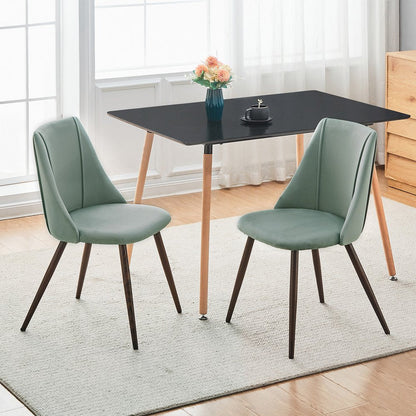 Set of Two Sage and Brown Upholstered Velvet Dining Side Chairs HomeRoots