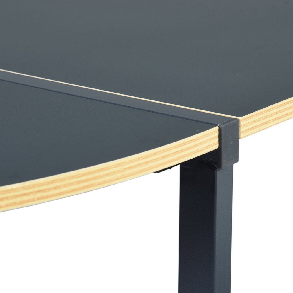 49" Black Wood and Metal Corner H-Shape Computer Desk — view 2