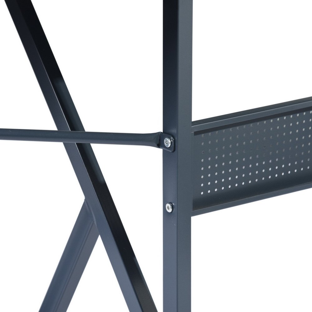 49" Black Wood and Metal Corner H-Shape Computer Desk — view 3