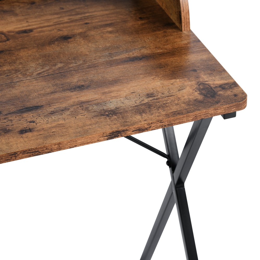 47" Brown and Black Wood and Metal X-Shape Computer Desk — view 4