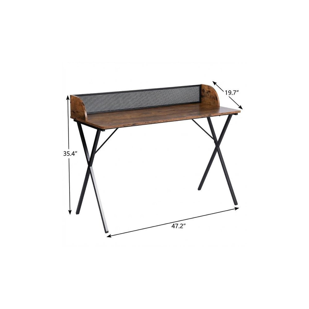47" Brown and Black Wood and Metal X-Shape Computer Desk — view 9