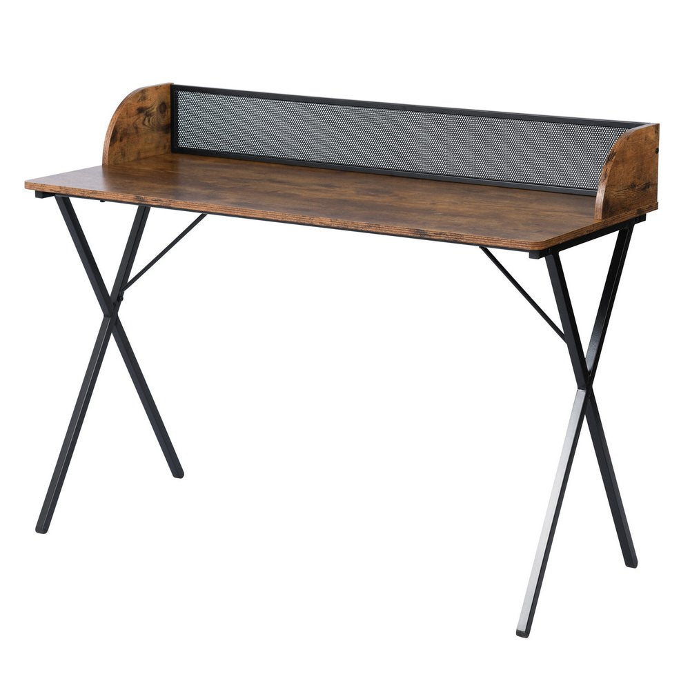 47" Brown and Black Wood and Metal X-Shape Computer Desk — view 7