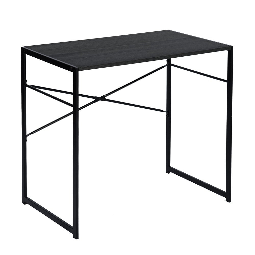 39" Brown and Black Wood and Metal H-Shape Computer Desk — view 1