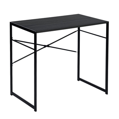 39" Brown and Black Wood and Metal H-Shape Computer Desk