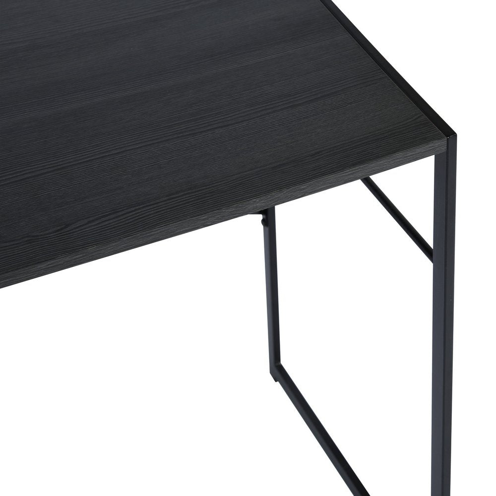 39" Brown and Black Wood and Metal H-Shape Computer Desk — view 2