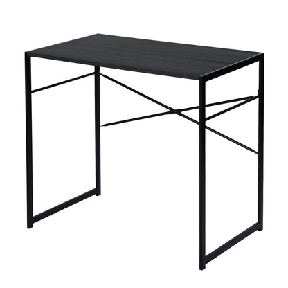 39" Brown and Black Wood and Metal H-Shape Computer Desk