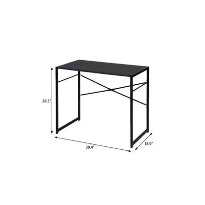 39" Brown and Black Wood and Metal H-Shape Computer Desk