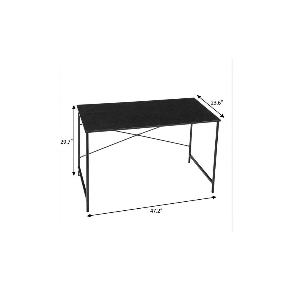 47" Black Wood and Stainless Steel Computer Desk — view 4