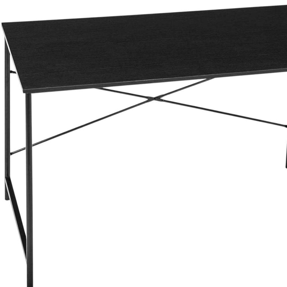 47" Black Wood and Stainless Steel Computer Desk — view 2