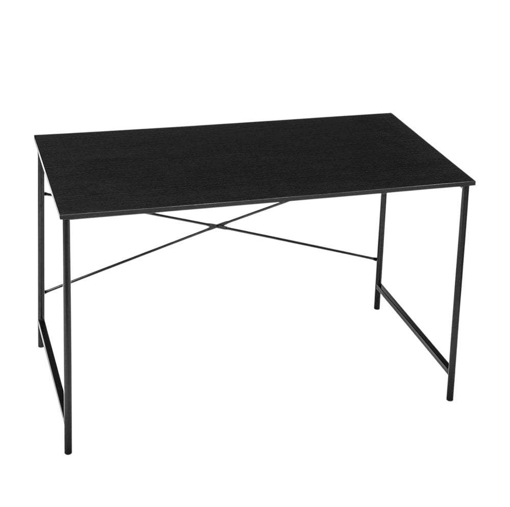 47" Black Wood and Stainless Steel Computer Desk — view 1