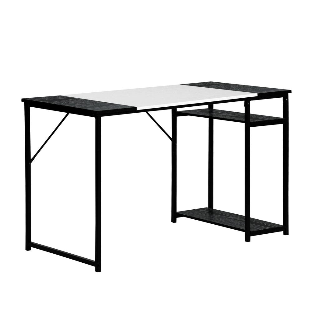 47" Black and White Wood and Metal H-Shape Computer Desk — view 1