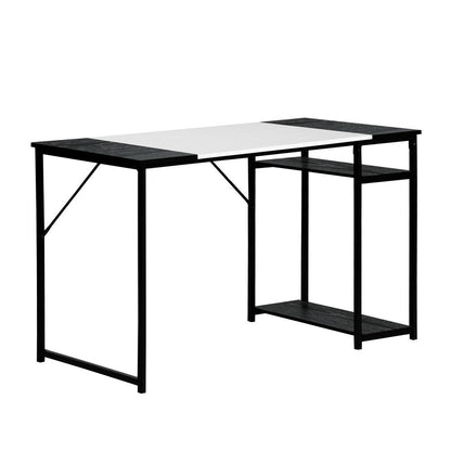 47" Black and White Wood and Metal H-Shape Computer Desk
