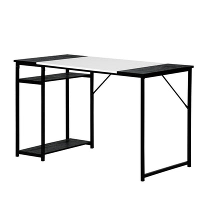 47" Black and White Wood and Metal H-Shape Computer Desk