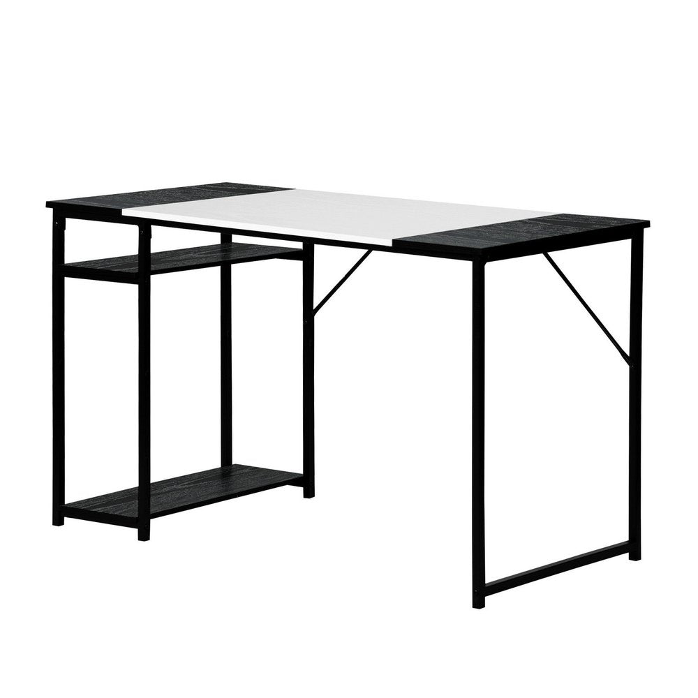 47" Black and White Wood and Metal H-Shape Computer Desk — view 4