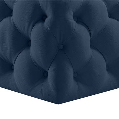 33" Navy Blue Velvet Rolling Tufted Cocktail Ottoman HomeRoots