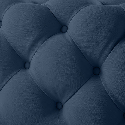 33" Navy Blue Velvet Rolling Tufted Cocktail Ottoman