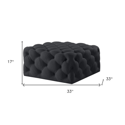 33" Navy Blue Velvet Rolling Tufted Cocktail Ottoman HomeRoots