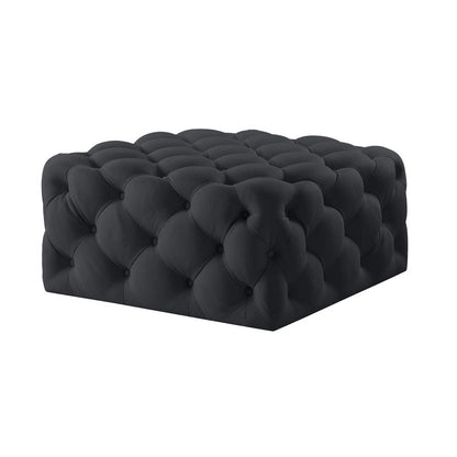 33" Navy Blue Velvet Rolling Tufted Cocktail Ottoman HomeRoots