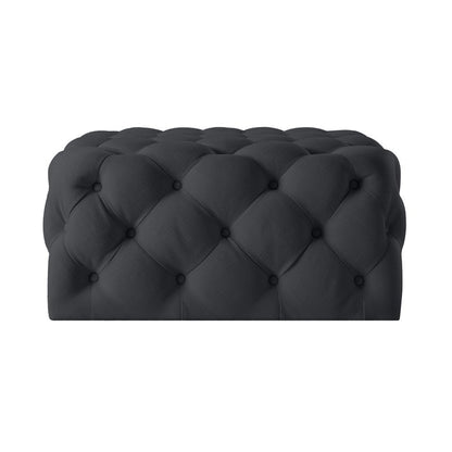 33" Navy Blue Velvet Rolling Tufted Cocktail Ottoman HomeRoots