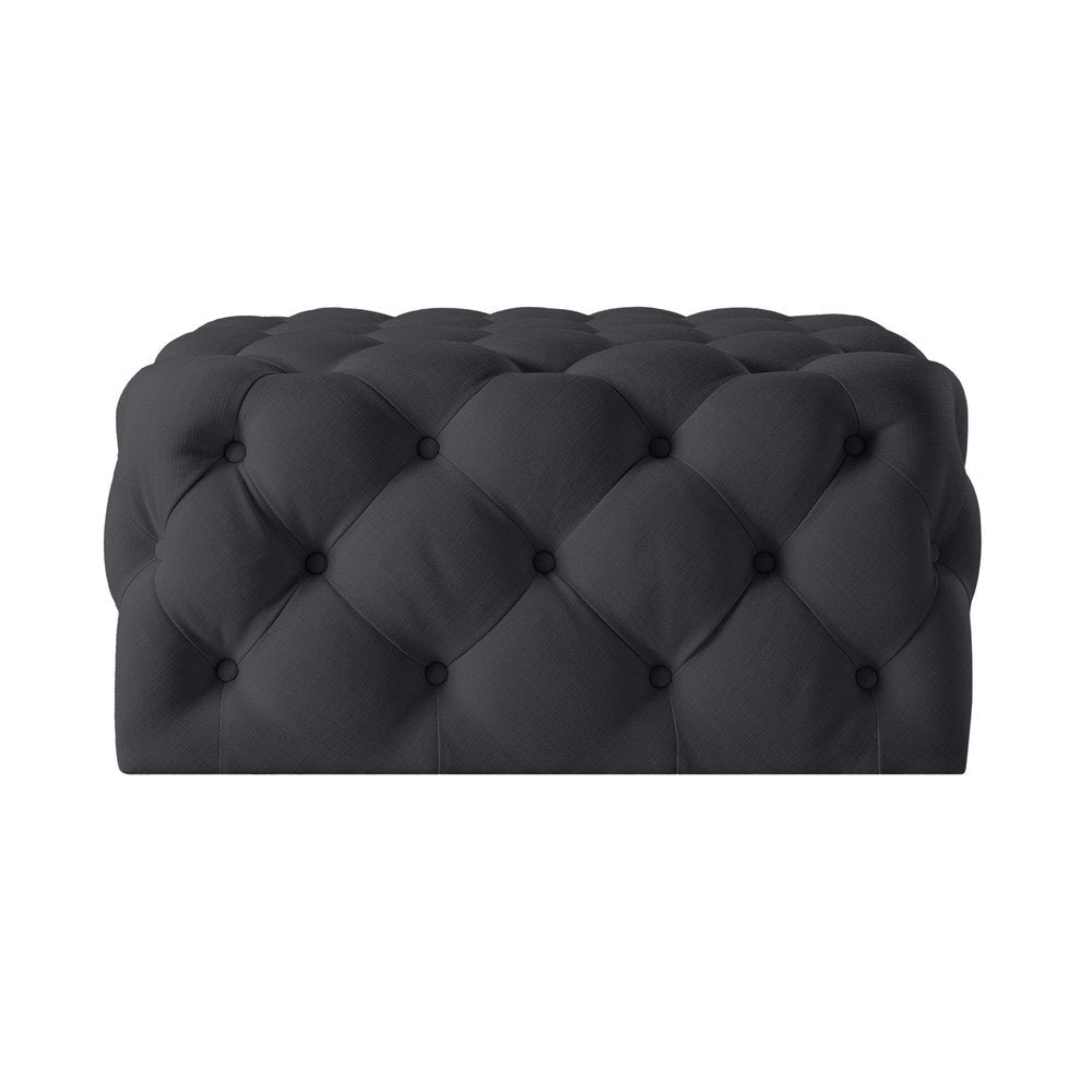 33" Navy Blue Velvet Rolling Tufted Cocktail Ottoman — view 10
