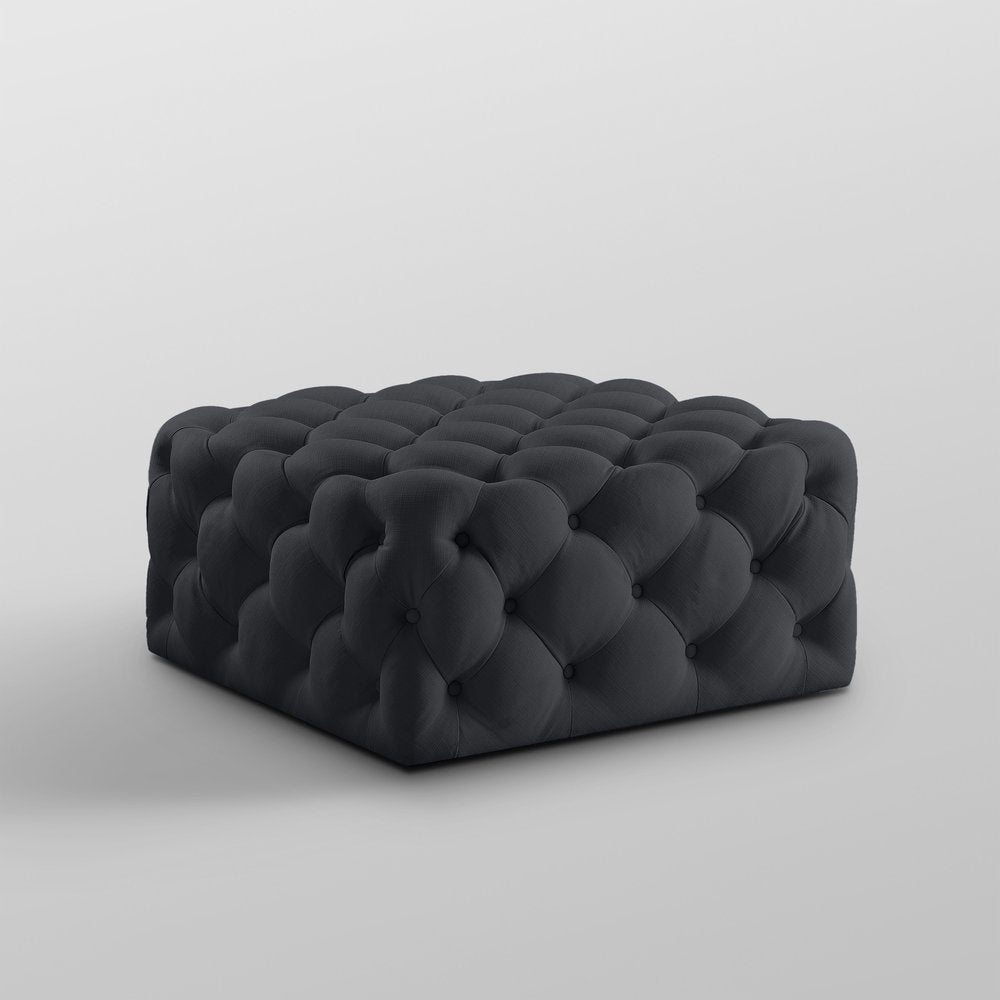 33" Navy Blue Velvet Rolling Tufted Cocktail Ottoman HomeRoots