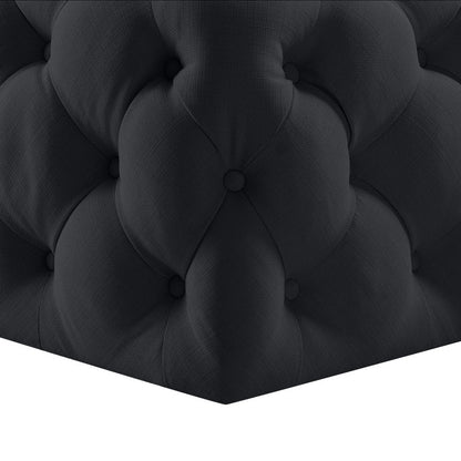 33" Navy Blue Velvet Rolling Tufted Cocktail Ottoman HomeRoots