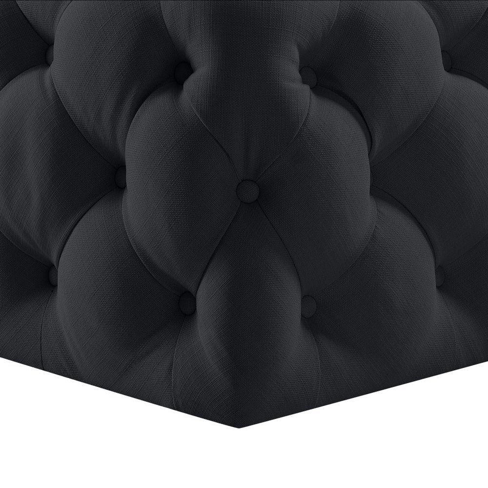 33" Navy Blue Velvet Rolling Tufted Cocktail Ottoman — view 12