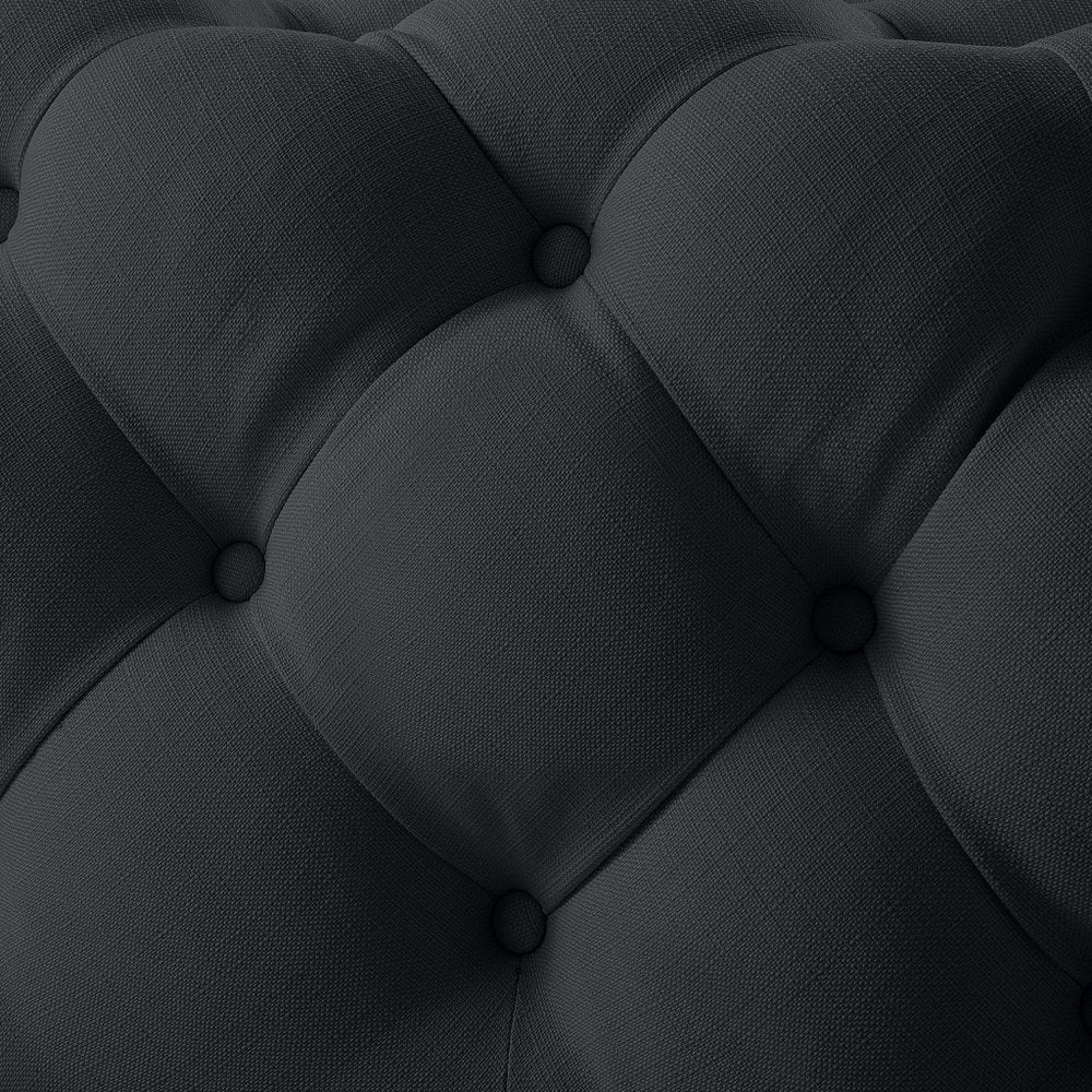 33" Navy Blue Velvet Rolling Tufted Cocktail Ottoman HomeRoots