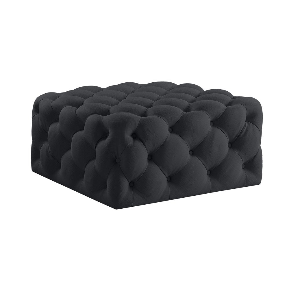33" Navy Blue Velvet Rolling Tufted Cocktail Ottoman — view 14